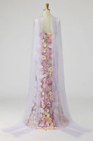 Load image into Gallery viewer, Floral Light Purple Mermaid Long Strapless Mother of the Bride Dress with Slit