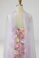 Load image into Gallery viewer, Floral Light Purple Mermaid Long Strapless Mother of the Bride Dress with Slit