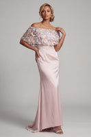 Load image into Gallery viewer, Off the Shoulder Floral Blush Long Mermaid Mother of the Bride Dress