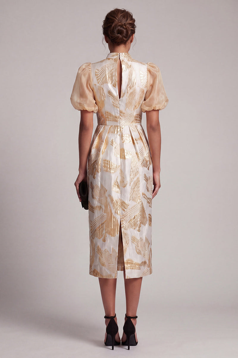 Load image into Gallery viewer, Sparkly Keyhole Champagne Long Floral Sheath Mother of the Bride Dress