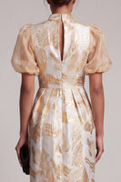 Load image into Gallery viewer, Sparkly Keyhole Champagne Long Floral Sheath Mother of the Bride Dress