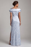 Load image into Gallery viewer, Floral Mermaid Sky Blue Long Mother of the Bride Dress with Slit