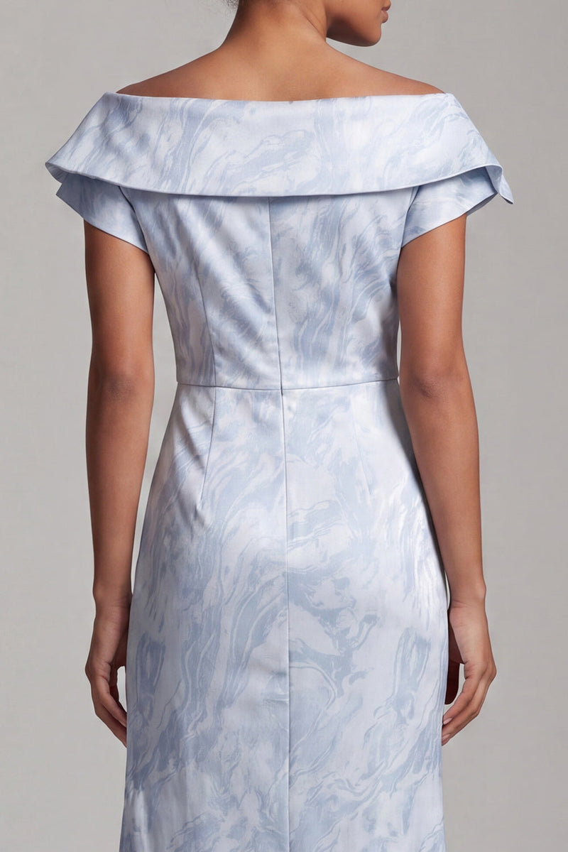 Load image into Gallery viewer, Floral Mermaid Sky Blue Long Mother of the Bride Dress with Slit