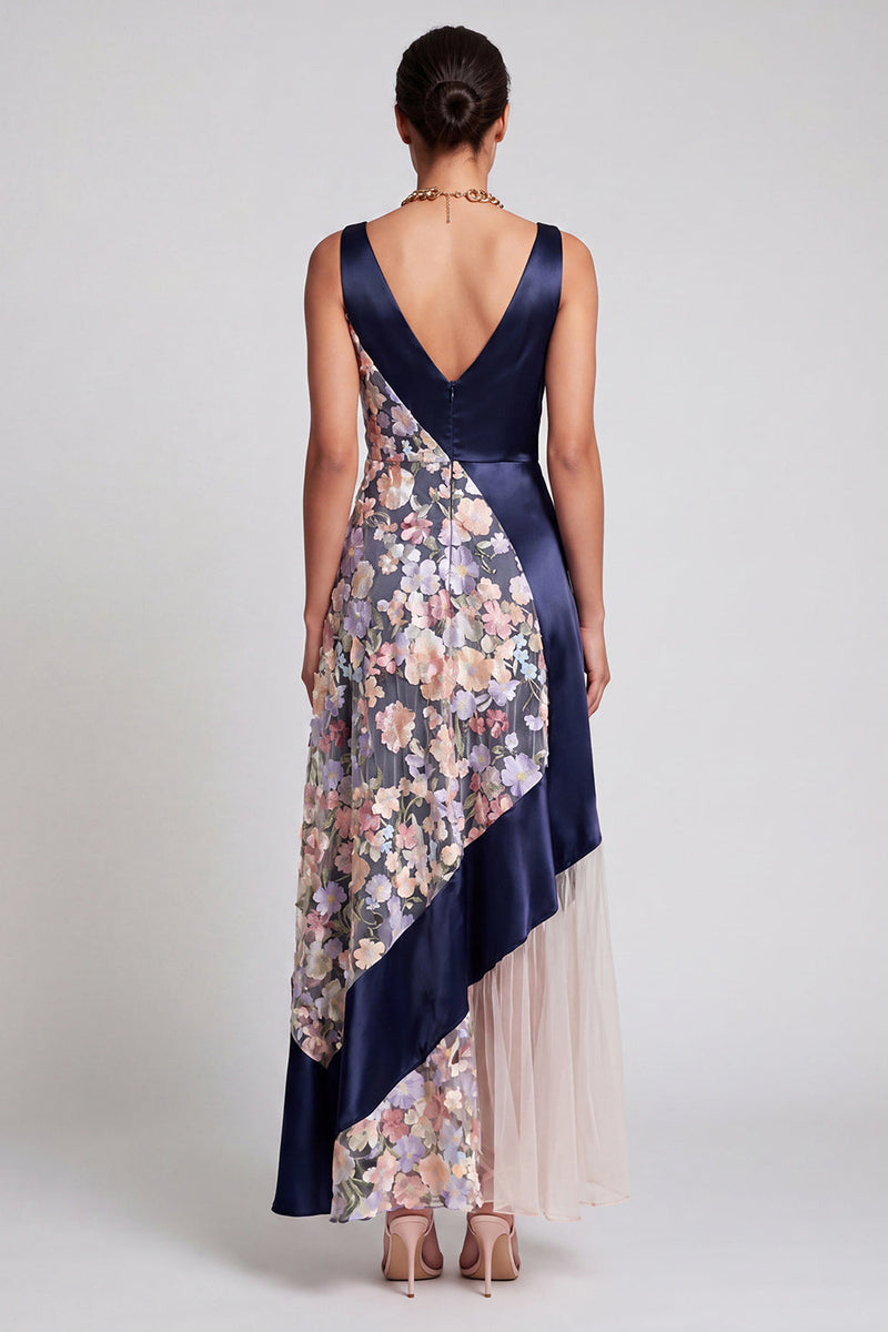 Load image into Gallery viewer, Floral V-Neck Blush Long A Line Mother of the Bride Dress