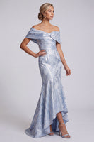 Load image into Gallery viewer, Sky Blue Floral Mermaid Long Mother of the Bride Dress with Pockets