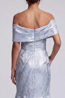 Load image into Gallery viewer, Sky Blue Floral Mermaid Long Mother of the Bride Dress with Pockets
