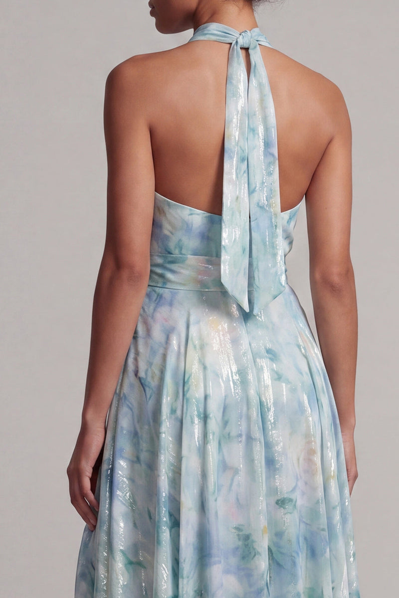 Load image into Gallery viewer, Keyhole Floral A Line Light Green Long Mother of the Bride Dress with Pockets