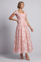 Load image into Gallery viewer, Sparkly Square Neck Blush Long A Line Beaded Mother of the Bride Dress