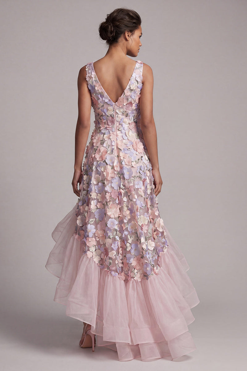 Queendancer Women Blush Long Floral Mother of the Bride Dress with ...