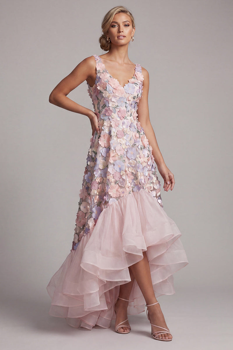 Queendancer Women Blush Long Floral Mother of the Bride Dress with ...