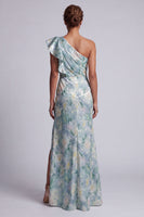 Load image into Gallery viewer, Mermaid Light Green Floral Ruffled Long Mother of the Bride Dress with Slit