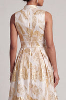 Load image into Gallery viewer, A Line V-Neck Champagne Sparkly Long Floral Mother of the Bride Dress