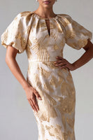 Load image into Gallery viewer, Sparkly Mermaid Keyhole Champagne Long Floral Mother of the Bride Dress