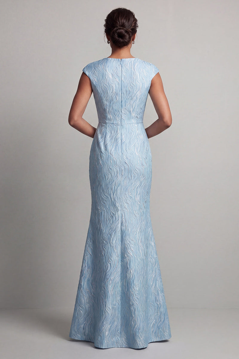 Load image into Gallery viewer, Mermaid Blue Long Mother of the Bride Dress with Slit