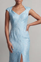 Load image into Gallery viewer, Mermaid Blue Long Mother of the Bride Dress with Slit