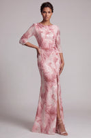 Load image into Gallery viewer, Mermaid Sparkly Blush Long Ruched Beaded Mother of the Bride Dress with Slit