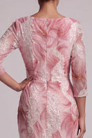Load image into Gallery viewer, Mermaid Sparkly Blush Long Ruched Beaded Mother of the Bride Dress with Slit