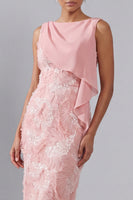 Load image into Gallery viewer, Sparkly Long Beaded Sheath Blush Mother of the Bride Dress with Sash