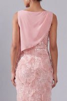 Load image into Gallery viewer, Sparkly Long Beaded Sheath Blush Mother of the Bride Dress with Sash