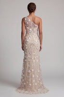 Load image into Gallery viewer, Sparkly Apricot Long Floral Beaded Mermaid Mother of the Bride Dress