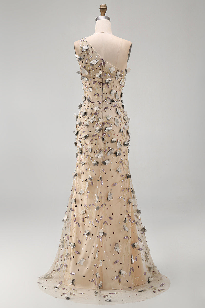 Load image into Gallery viewer, Sparkly Apricot Long Floral Beaded Mermaid Mother of the Bride Dress