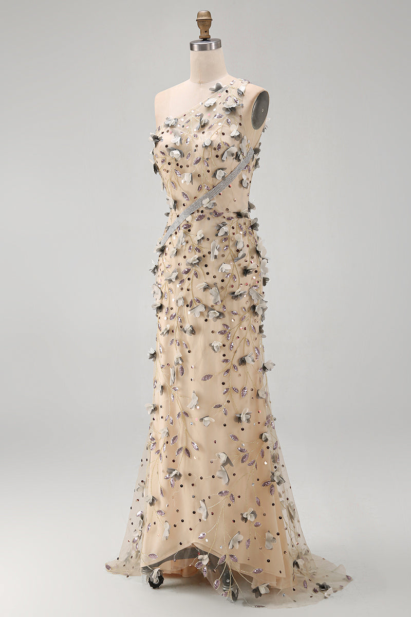 Load image into Gallery viewer, Sparkly Apricot Long Floral Beaded Mermaid Mother of the Bride Dress