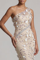 Load image into Gallery viewer, Sparkly Apricot Long Floral Beaded Mermaid Mother of the Bride Dress