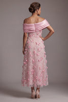 Load image into Gallery viewer, Floral Pink Long A Line Beaded Mother of the Bride Dress