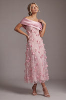 Load image into Gallery viewer, Floral Pink Long A Line Beaded Mother of the Bride Dress