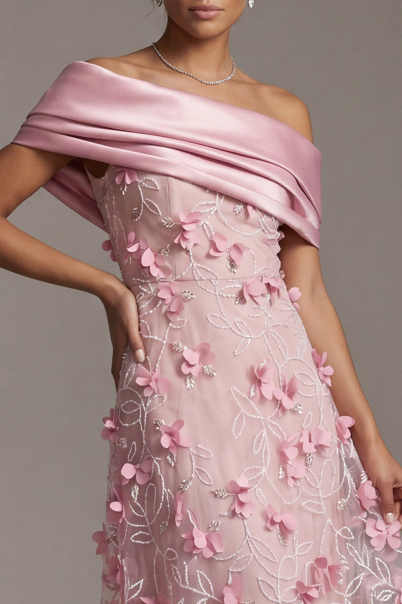 Load image into Gallery viewer, Floral Pink Long A Line Beaded Mother of the Bride Dress