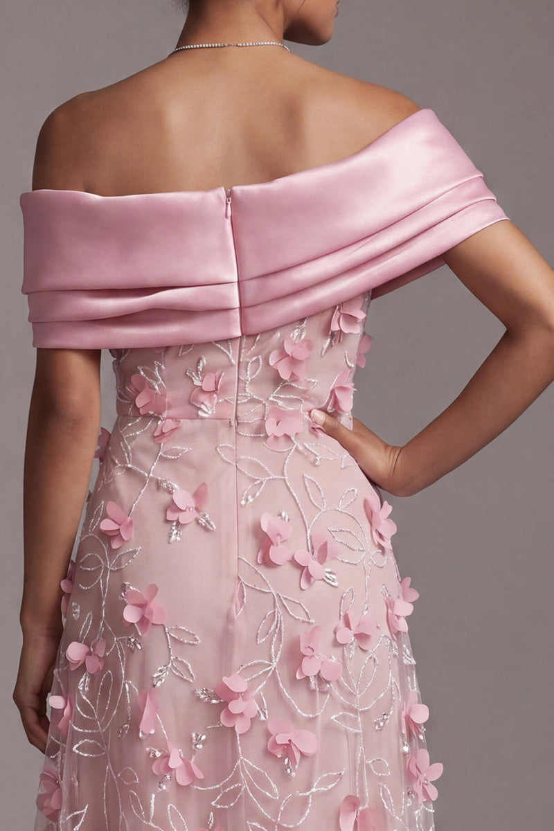 Load image into Gallery viewer, Floral Pink Long A Line Beaded Mother of the Bride Dress