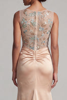 Load image into Gallery viewer, Mermaid Floral Long Ruched Champagne Beaded Mother of the Bride Dress