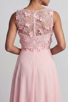 Load image into Gallery viewer, Ruffled Pink Long Floral Beaded Mother of the Bride Dress with Pockets