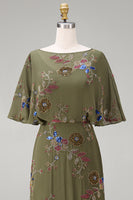 Load image into Gallery viewer, Floral Beaded Mermaid Olive Long Mother of the Bride Dress with Cape