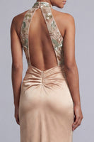 Load image into Gallery viewer, Champagne Floral Beaded Long Mermaid Mother of the Bride Dress
