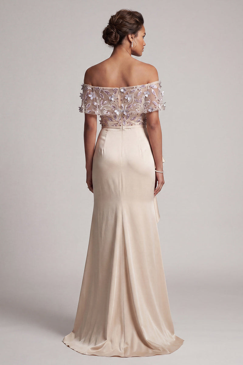 Load image into Gallery viewer, Mermaid Apricot Floral Long Beaded Mother of the Bride Dress with Ruffles