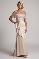 Load image into Gallery viewer, Mermaid Apricot Floral Long Beaded Mother of the Bride Dress with Ruffles