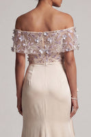 Load image into Gallery viewer, Mermaid Apricot Floral Long Beaded Mother of the Bride Dress with Ruffles
