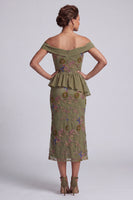 Load image into Gallery viewer, Olive Long Mermaid Floral Beaded Mother of the Bride Dress with Ruffles
