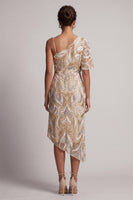 Load image into Gallery viewer, Sparkly One Shoulder Champagne Long Beaded Mother of the Bride Dress