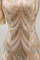 Load image into Gallery viewer, Sparkly One Shoulder Champagne Long Beaded Mother of the Bride Dress
