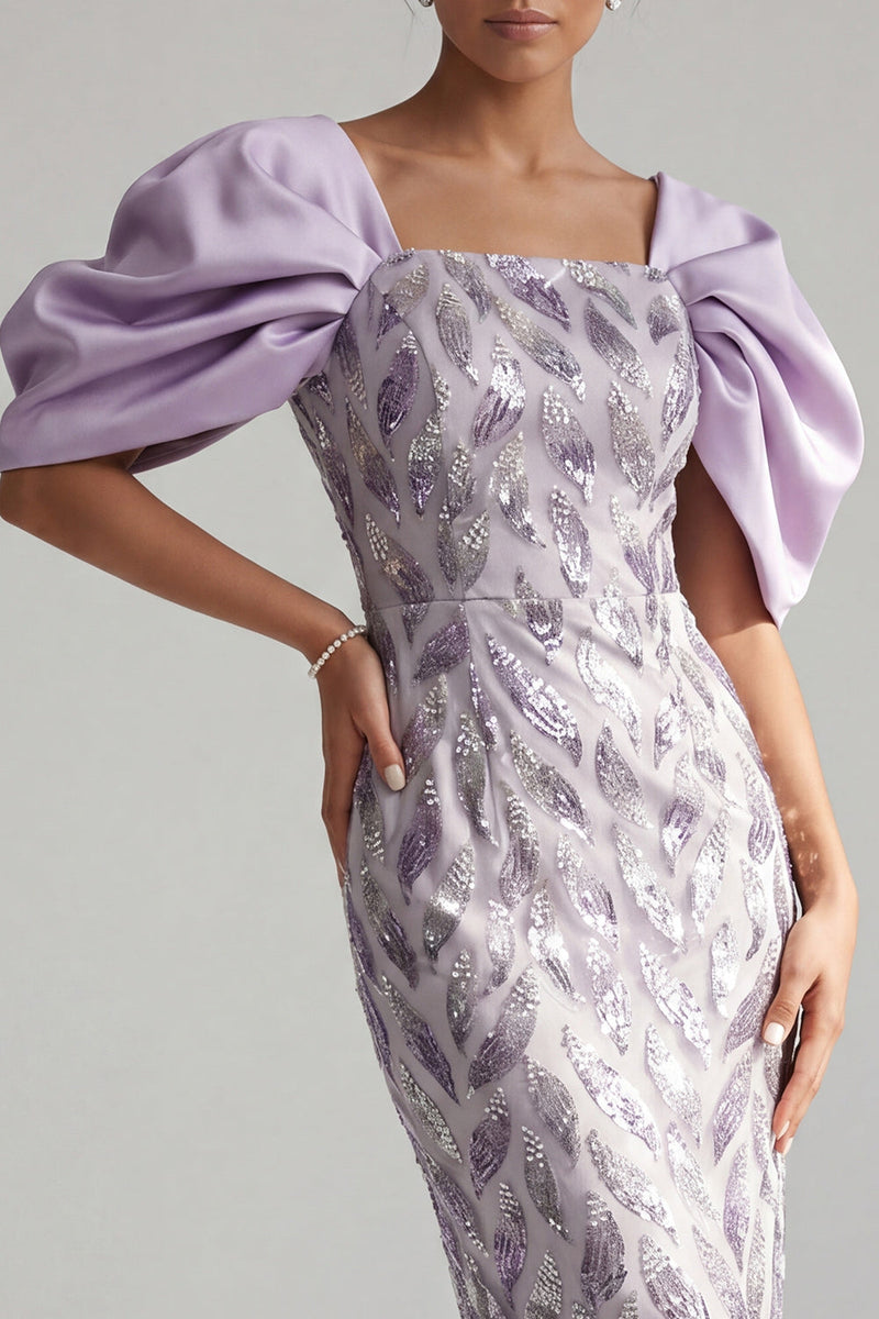 Load image into Gallery viewer, Sparkly Lilac Beaded Long Sheath Mother of the Bride Dress