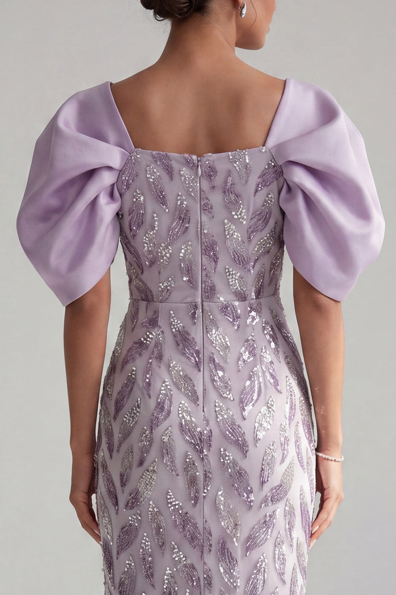 Load image into Gallery viewer, Sparkly Lilac Beaded Long Sheath Mother of the Bride Dress