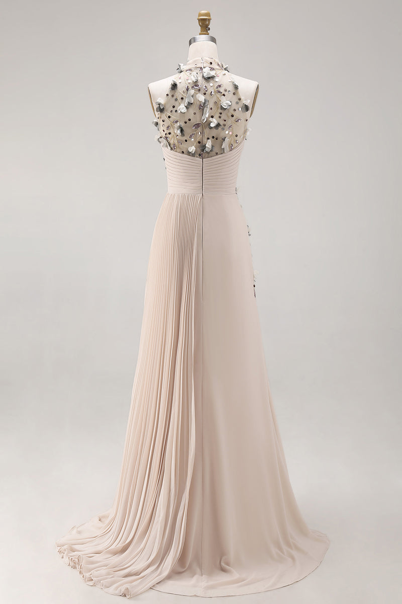 Load image into Gallery viewer, Beaded Mermaid Floral Apricot Long Mother of the Bride Dress with Side Cape