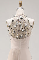 Load image into Gallery viewer, Beaded Mermaid Floral Apricot Long Mother of the Bride Dress with Side Cape