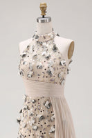 Load image into Gallery viewer, Beaded Mermaid Floral Apricot Long Mother of the Bride Dress with Side Cape