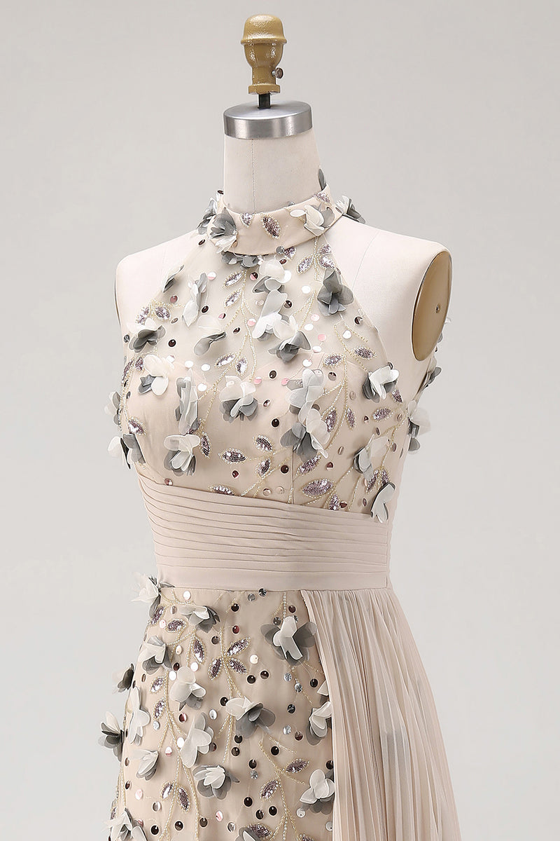 Load image into Gallery viewer, Beaded Mermaid Floral Apricot Long Mother of the Bride Dress with Side Cape