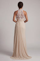 Load image into Gallery viewer, Beaded Mermaid Floral Apricot Long Mother of the Bride Dress with Side Cape