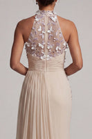 Load image into Gallery viewer, Beaded Mermaid Floral Apricot Long Mother of the Bride Dress with Side Cape