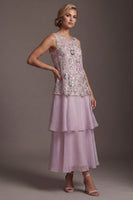 Load image into Gallery viewer, Sparkly Lilac Beaded Long A Line Mother of the Bride Dress with Ruffles